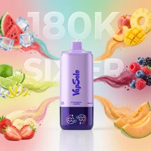 VapSolo Sixer 180K S1 6in1 vape – Strawberry Banana, Lemon Lime, Watermelon Ice, Peach Mango Pineapple, Sour Triple Berry, Hami Melon